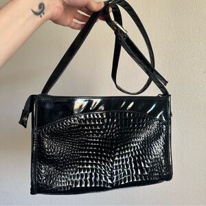 Vintage Tandem of California Black Crocodile-Embossed Women's Bag